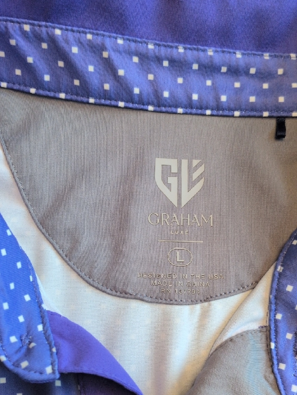 Men's Graham Luxe Purple Micro-Dot Performance Polo - Picture 2 of 6